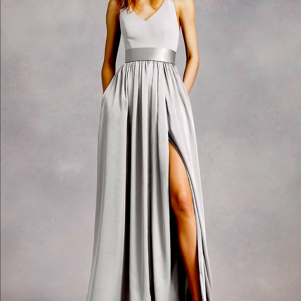 Worn once grey bridesmaid dress with embellished belt. In great condition.